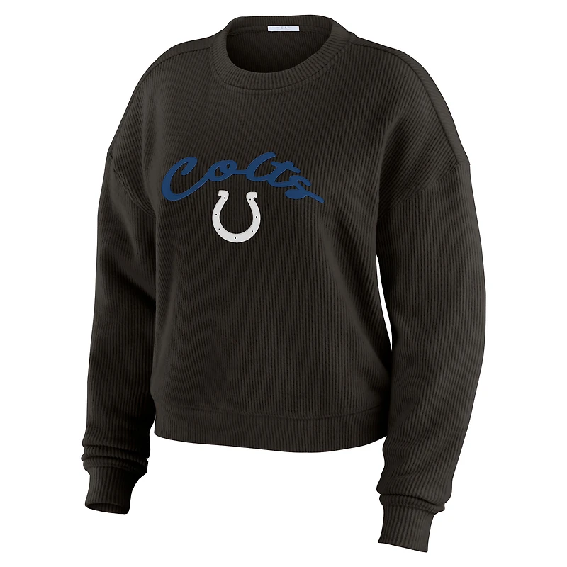 Ensemble de détente pour femme WEAR by Erin Andrews en tricot tri-blend à manches longues et pantalon couleur crème Indianapolis Colts grande taille