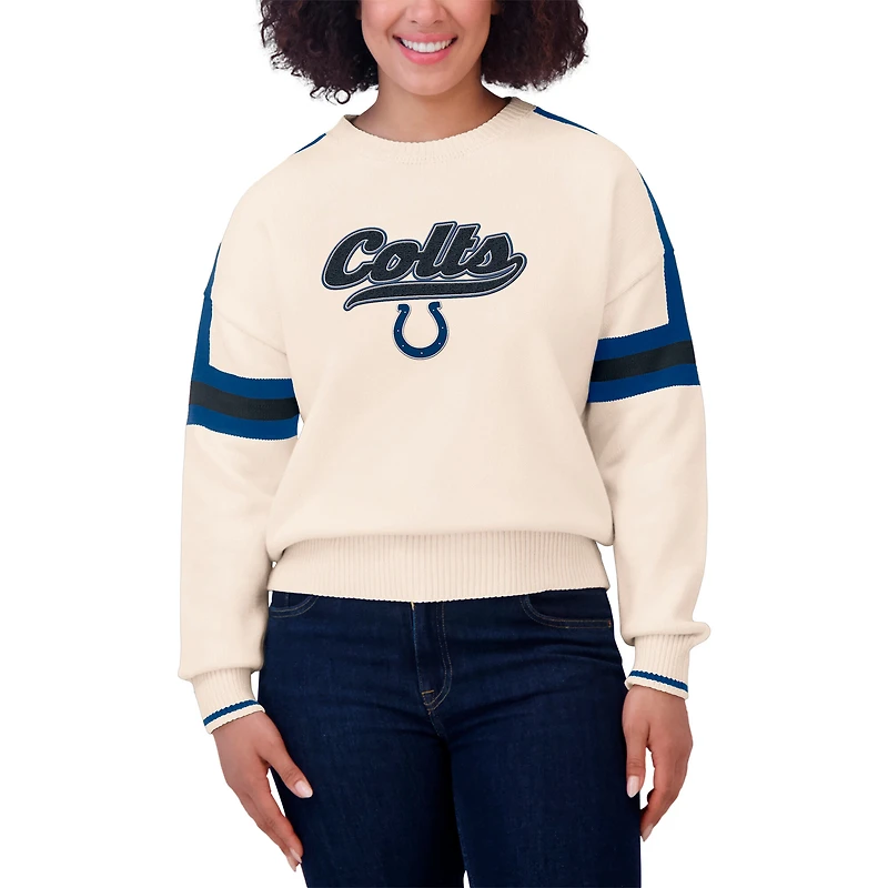 Pull à rayures crème Indianapolis Colts pour femme WEAR by Erin Andrews