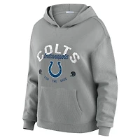Women's WEAR by Erin Andrews Gray Indianapolis Colts Waffle-Knit Long Sleeve Hooded Shirt & Pants Lounge Set