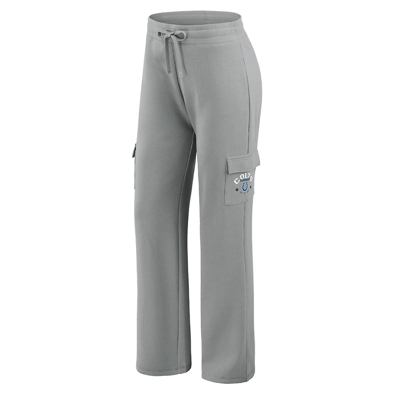 Women's WEAR by Erin Andrews Gray Indianapolis Colts Waffle-Knit Long Sleeve Hooded Shirt & Pants Lounge Set