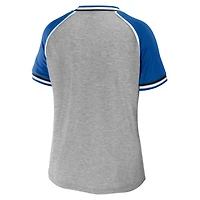 T-shirt à col en V court et raglan rétro Indianapolis Colts pour femme WEAR by Erin Andrews Heather Grey