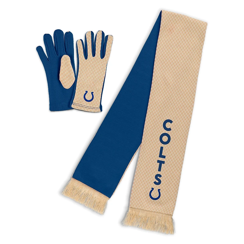 Ensemble écharpe et gants à micro-carreaux ton sur ton pour femme WEAR by Erin Andrews des Indianapolis Colts