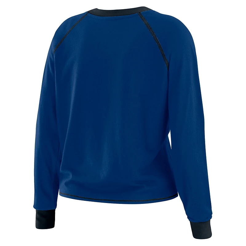 Women's WEAR by Erin Andrews Royal/Black Indianapolis Colts Plus Tie-Front Long Sleeve Top