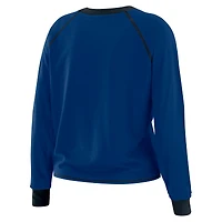 Women's WEAR by Erin Andrews Royal/Black Indianapolis Colts Plus Tie-Front Long Sleeve Top