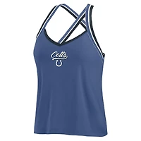 Women's WEAR by Erin Andrews Royal Indianapolis Colts Cross Strap Tri-Blend Tank Top