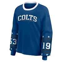 T-shirt de sport à manches longues Royal Indianapolis Colts pour femme WEAR by Erin Andrews