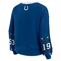 T-shirt de sport à manches longues Royal Indianapolis Colts pour femme WEAR by Erin Andrews