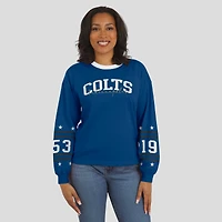 T-shirt de sport à manches longues Royal Indianapolis Colts pour femme WEAR by Erin Andrews