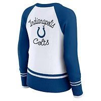 Pull raglan colorblock blanc/bleu royal des Indianapolis Colts pour femme WEAR by Erin Andrews