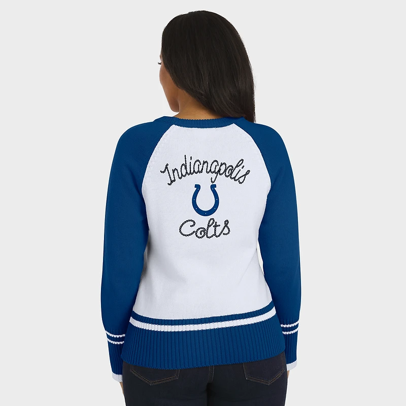 Pull raglan colorblock blanc/bleu royal des Indianapolis Colts pour femme WEAR by Erin Andrews