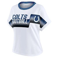 T-shirt court à rayures centrales blanc pour femme WEAR by Erin Andrews des Indianapolis Colts