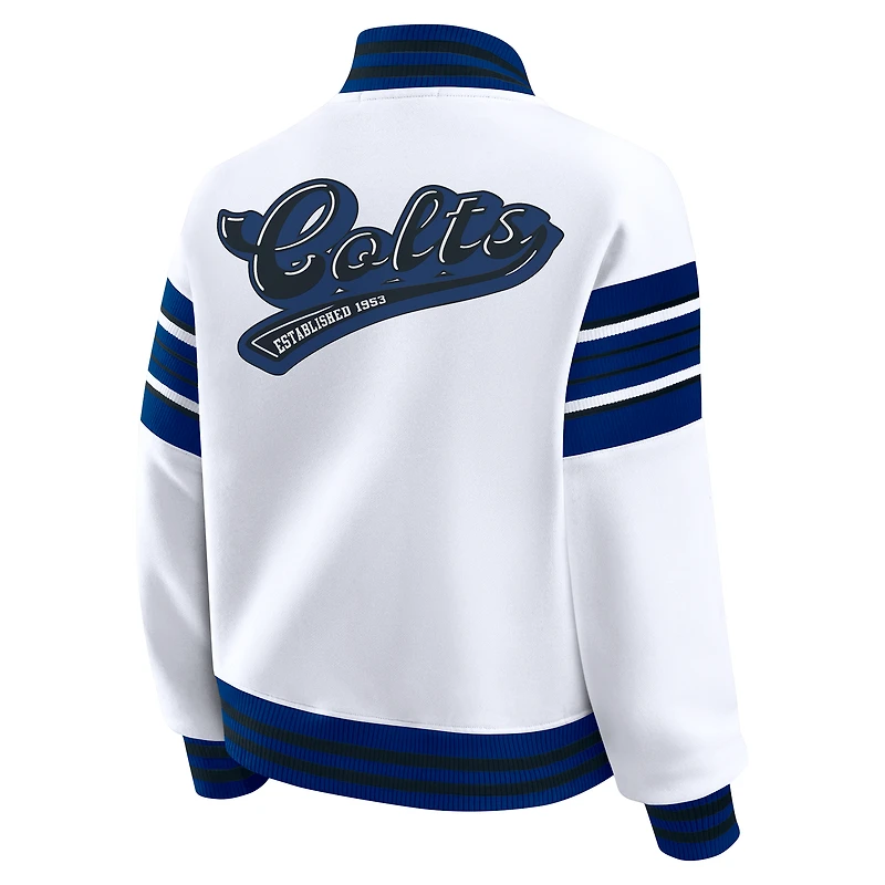 Veste polaire blanche à boutons-pression pour femme WEAR by Erin Andrews des Indianapolis Colts