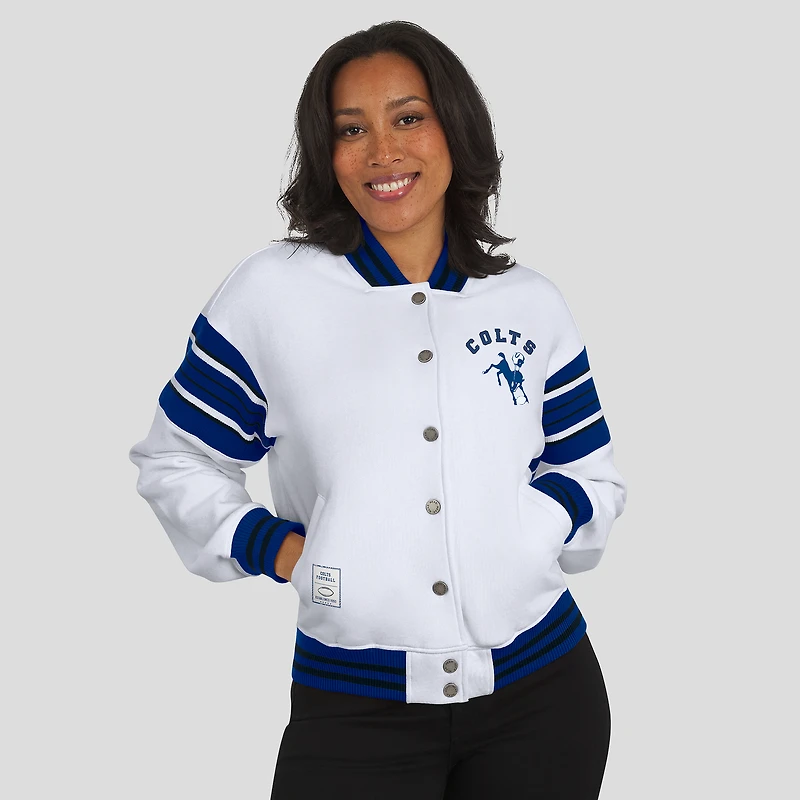 Veste polaire blanche à boutons-pression pour femme WEAR by Erin Andrews des Indianapolis Colts