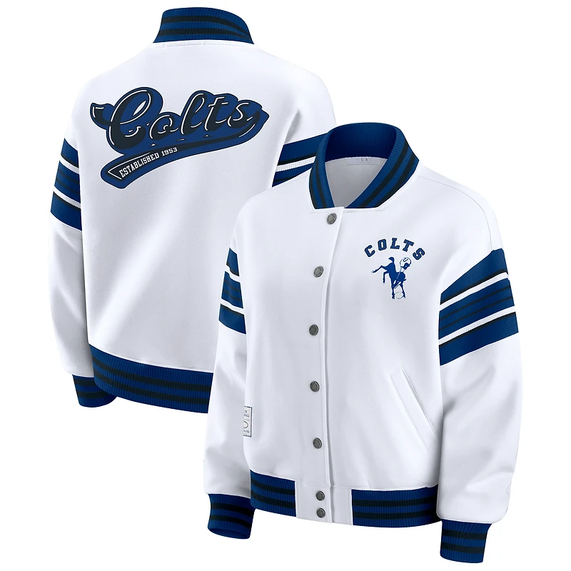 Veste polaire à boutons-pression grande taille pour femme WEAR by Erin Andrews, blanche, des Indianapolis Colts