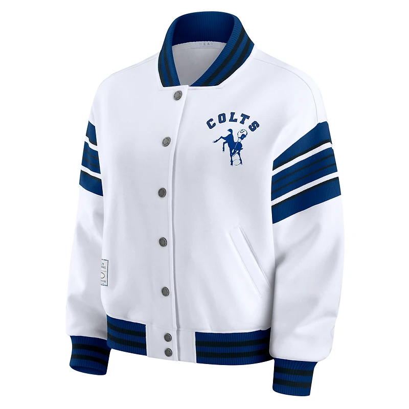 Veste polaire à boutons-pression grande taille pour femme WEAR by Erin Andrews, blanche, des Indianapolis Colts