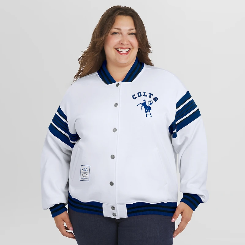 Veste polaire à boutons-pression grande taille pour femme WEAR by Erin Andrews, blanche, des Indianapolis Colts