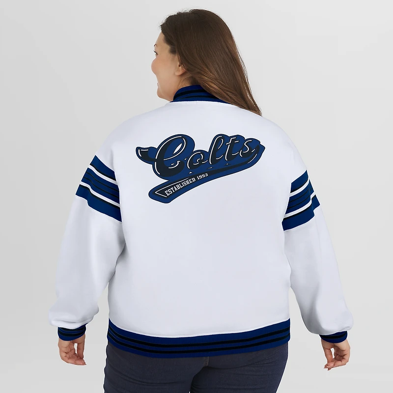 Veste polaire à boutons-pression grande taille pour femme WEAR by Erin Andrews, blanche, des Indianapolis Colts