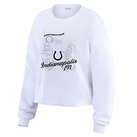 Women's WEAR by Erin Andrews White Indianapolis Colts Postcard Cropped Long Sleeve Top
