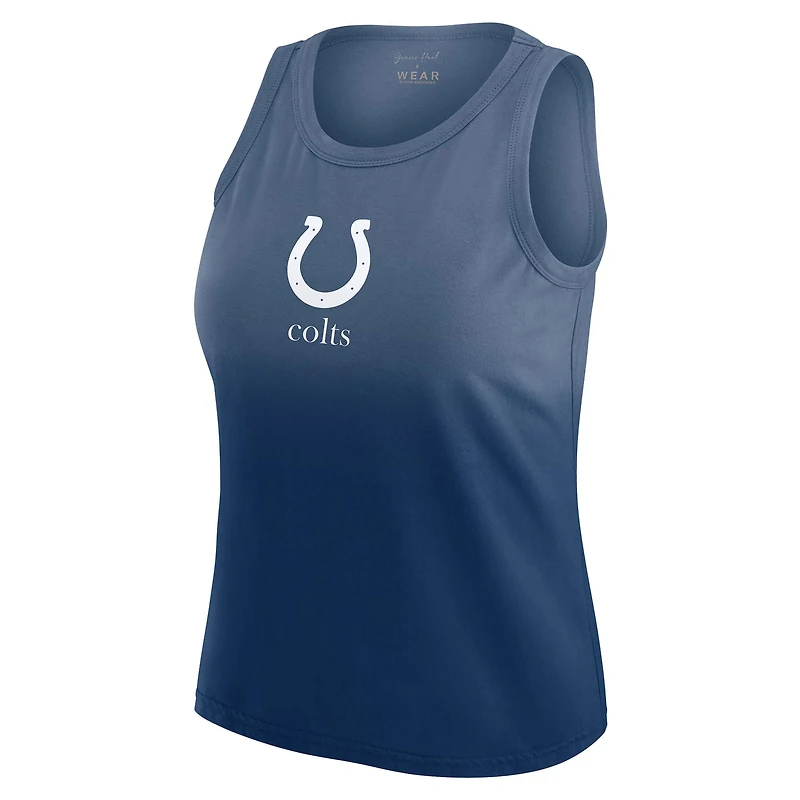 Women's WEAR by Erin Andrews x Gracie Hunt Heather Navy Indianapolis Colts Ombre Tank Top