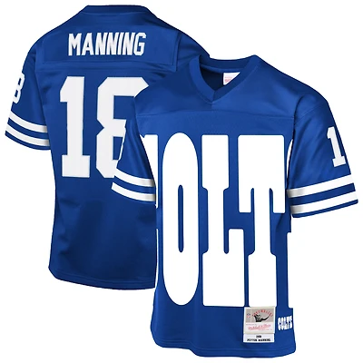 Maillot rétro tendance Mitchell & Ness Peyton Manning Royal Indianapolis Colts 1998 pour jeunes