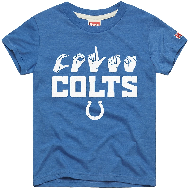 T-shirt Tri-Blend hommage jeunesse des Royal Indianapolis Colts Love Sign x ASL 2.0