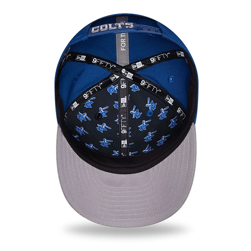 Casquette snapback New Era 9FIFTY pré-courbée, bleu royal/gris, Indianapolis Colts, repêchage NFL 2026, pour jeunes