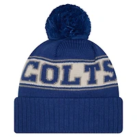 Bonnet en tricot à revers rétro avec pompon pour jeunes New Era Royal Indianapolis Colts