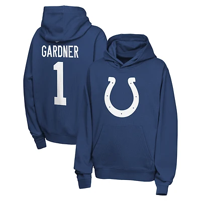 Youth Nike Ahmad Sauce Gardner Royal Indianapolis Colts Name & Number Club Fleece Hoodie