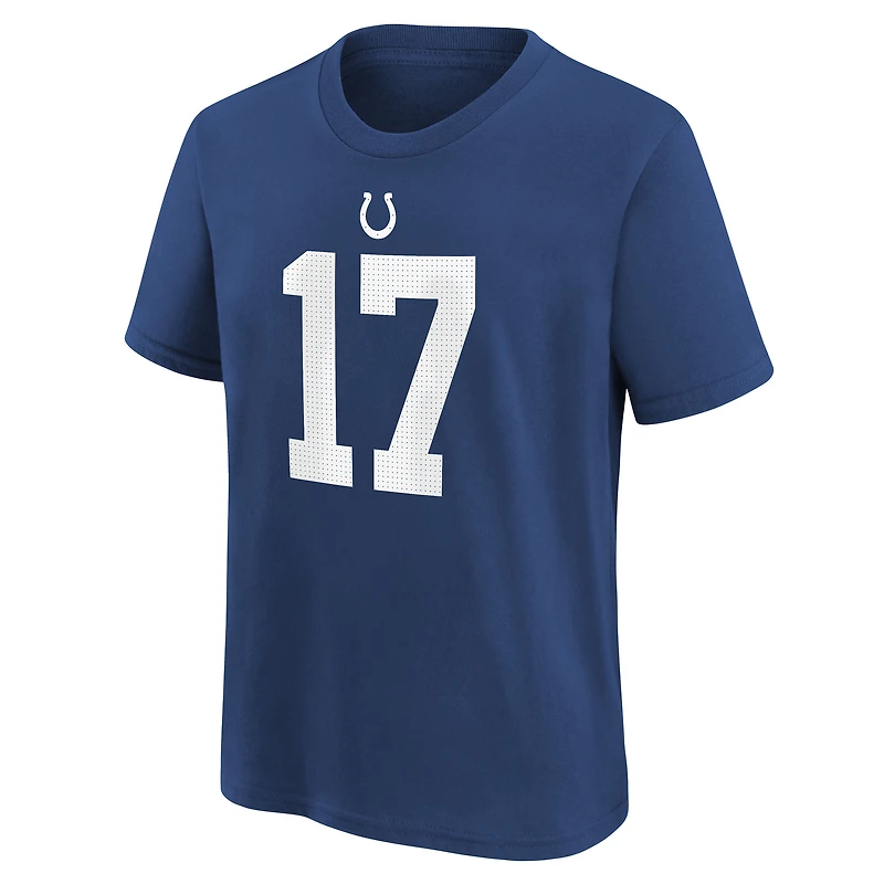 T-shirt Nike pour enfant Daniel Jones Royal Indianapolis Colts, nom et numéro du joueur