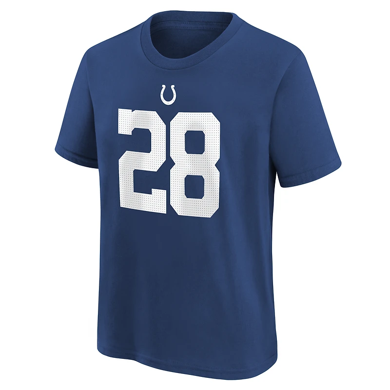 T-shirt Nike pour enfant Jonathan Taylor bleu royal des Indianapolis Colts, avec nom et numéro du joueur