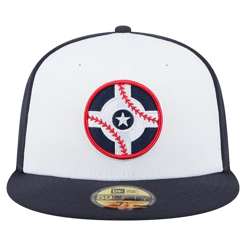 Casquette ajustée 59FIFTY pour homme New Era, collection authentique des Indianapolis Indians, blanc/bleu marine