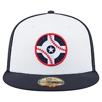 Casquette ajustée 59FIFTY pour homme New Era, collection authentique des Indianapolis Indians, blanc/bleu marine