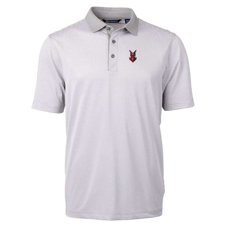 Men's Cutter & Buck Gray/White Indianapolis Indians Virtue Eco Pique Micro Stripe Recycled Polo