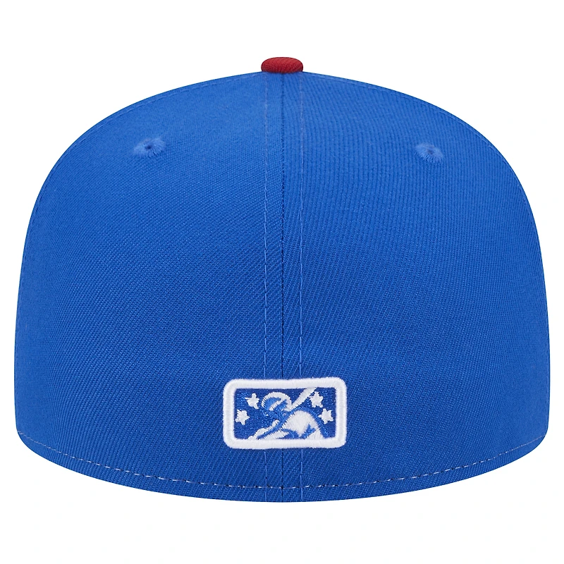 Casquette ajustée 59FIFTY bleue sur le thème des Clowns de nuit Indiens d'Indianapolis New Era pour hommes