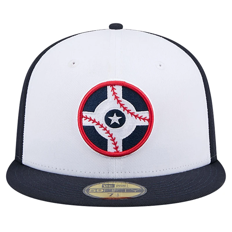 Casquette ajustée 59FIFTY blanche New Era pour hommes sur le thème des Indians d'Indianapolis Night Circle City