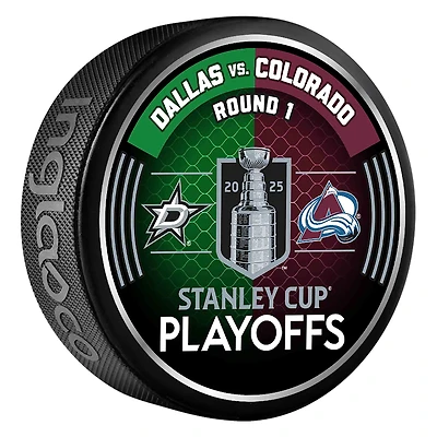Inglasco Dallas Stars vs. Colorado Avalanche 2025 Stanley Cup Playoffs First Round Dueling Match-Up Hockey Puck