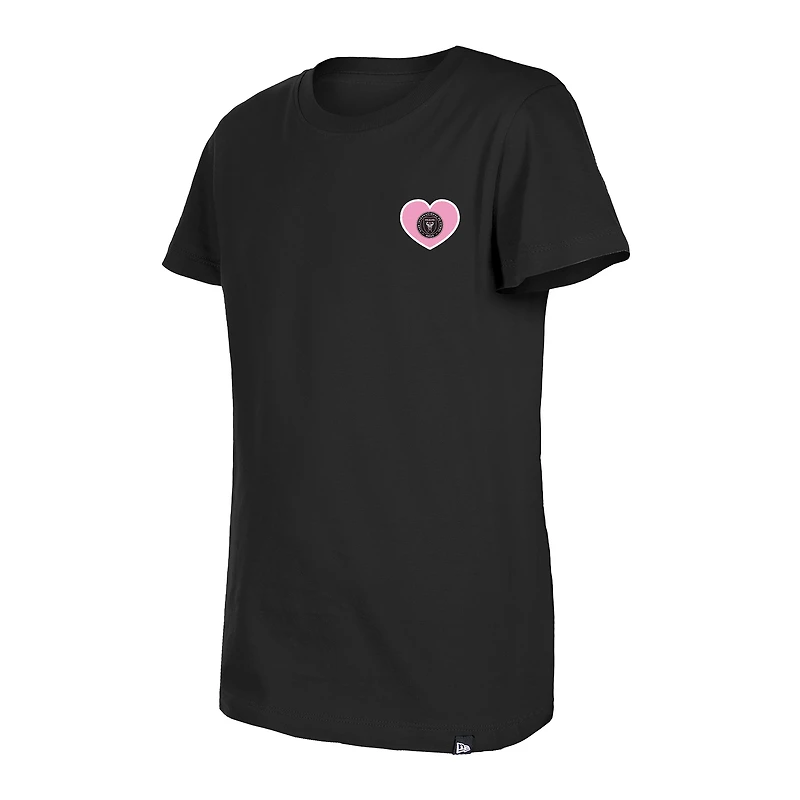 T-shirt noir à motif cœur et bulles Inter Miami CF New Era pour jeunes filles