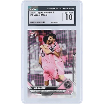 Lionel Messi Inter Miami CF 2025 Topps maintenant le joueur de MLS le plus rapide à atteindre 40 contributions de buts #1 CGC Authenticated Card