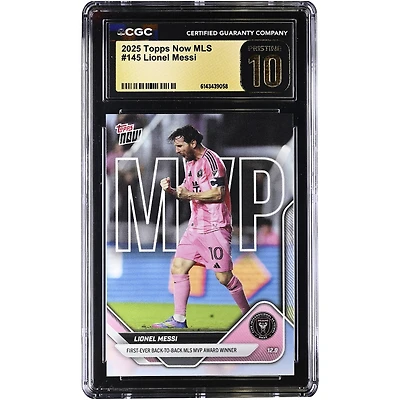 Lionel Messi Inter Miami CF 2025 Topps Now MLS First-Ever Back-to-Back MLS MVP Award Winner #145 CGC Authenticated PRISTINE 10 Card