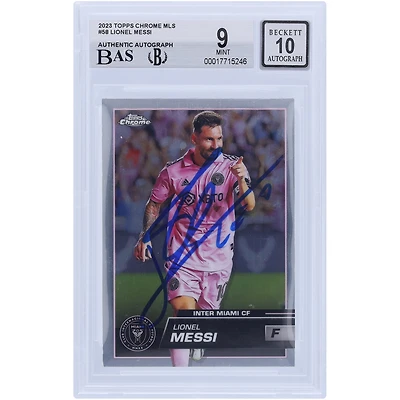 Lionel Messi Inter Miami CF Autographed 2023 Topps Chrome MLS #58 BAS Authenticated 9/10 Card