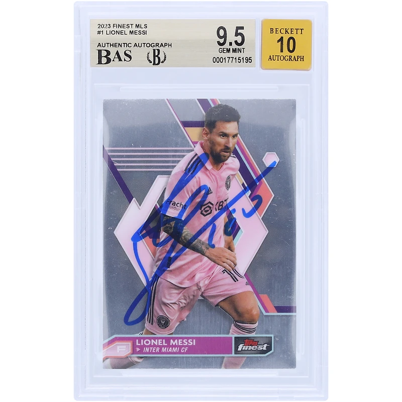 Lionel Messi Inter Miami CF Autographed 2023 Topps Finest MLS #1 BAS Authenticated /10 Card