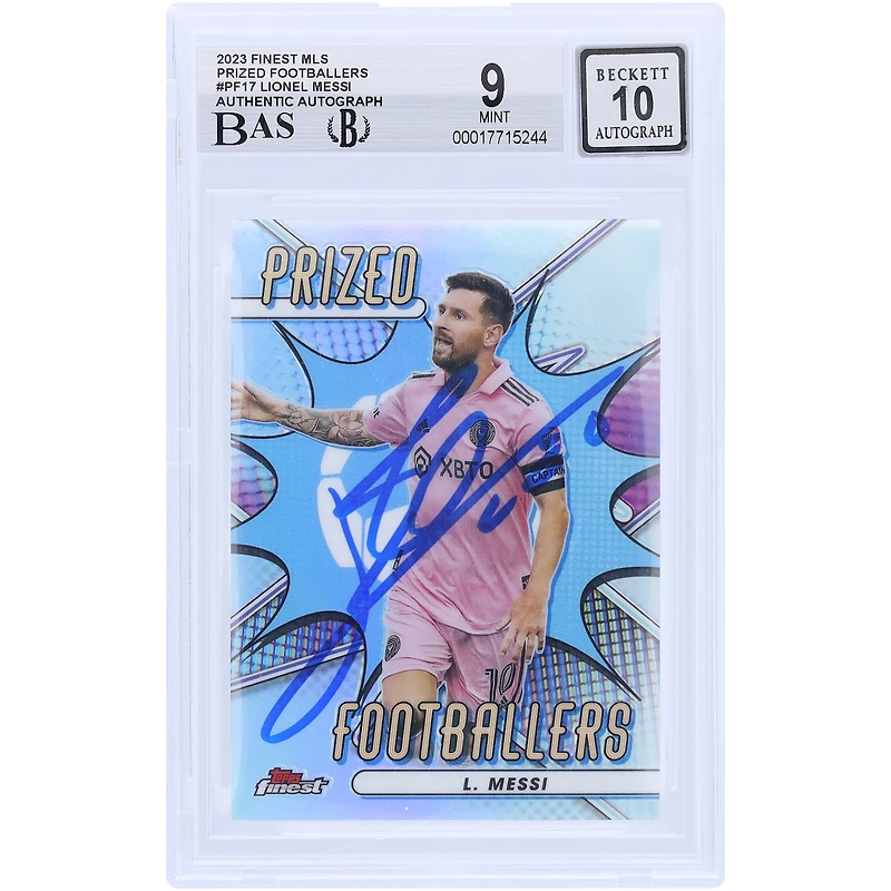 Lionel Messi Inter Miami CF Autographed 2023 Topps Finest MLS Prized Footballers #PF-17 BAS Authenticated /10 Card