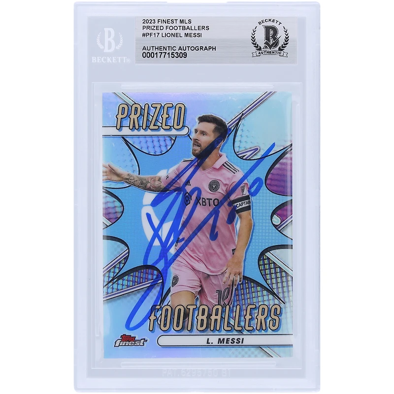 Lionel Messi Inter Miami CF Autographed 2023 Topps Finest MLS Prized Footballers #PF-17 BAS Authenticated Card