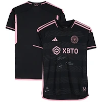 Maillot adidas authentique noir dédicacé par Lionel Messi, Luis Suarez et Sergio Busquets de l'Inter Miami CF 2023 - Signature sur le devant