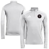 Haut d'entraînement à manches longues et quart de zip adidas Silver Inter Miami CF 2025 AEROREADY pour homme