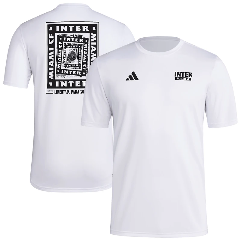 T-shirt cache-cœur blanc adidas Inter Miami CF pour homme