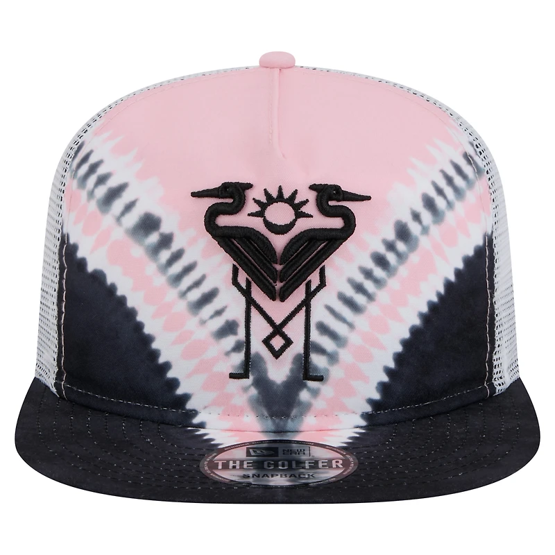 Men's New Era  Black/Light Pink Inter Miami CF Tie-Dye Adjustable Golfer Hat