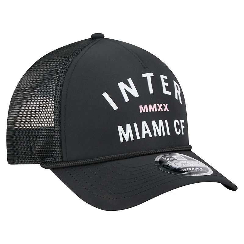 Men's New Era  Black Inter Miami CF Minimalist A-Frame 9FORTY Adjustable Hat