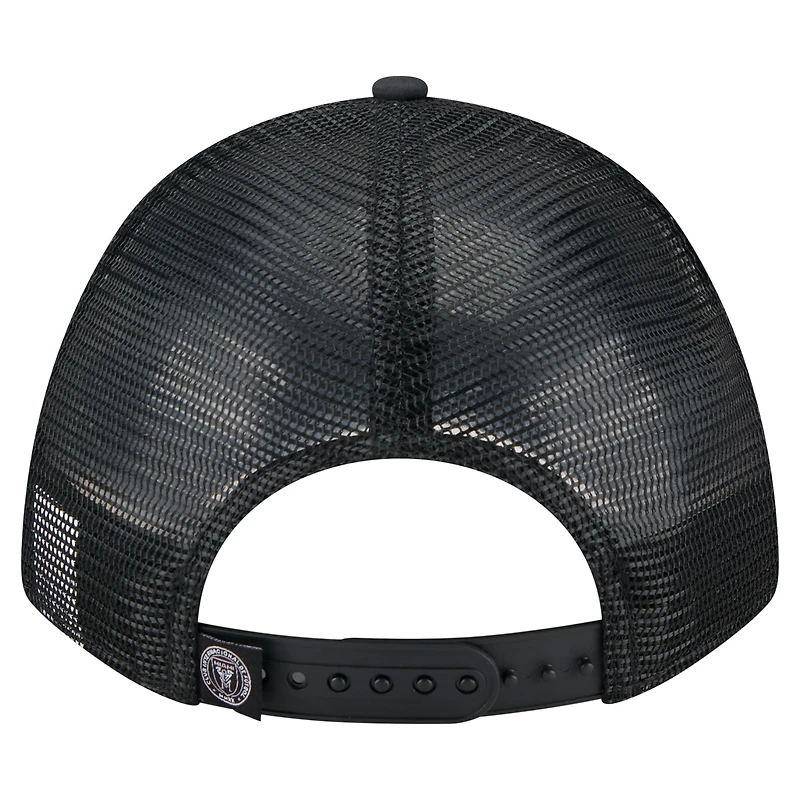 Men's New Era  Black Inter Miami CF Minimalist A-Frame 9FORTY Adjustable Hat