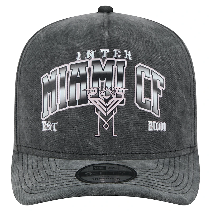 Casquette ajustable New Era noire Inter Miami CF délavée 9FIFTY A-Frame pour homme
